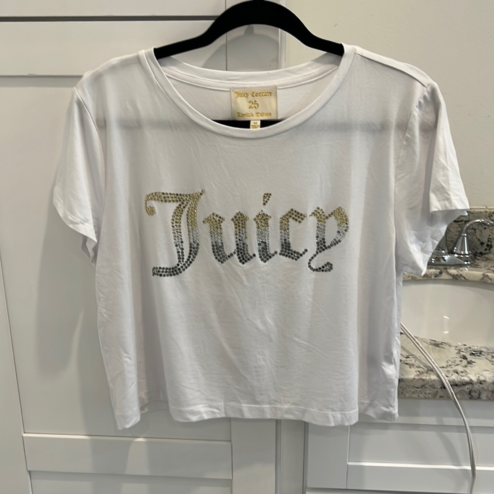 NWT Cropped Juicy Couture Logo Bling Tee